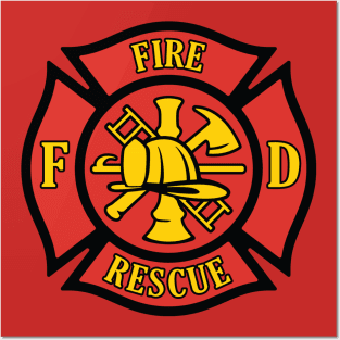 Firefighter Rescue Maltese Florian Cross Posters and Art